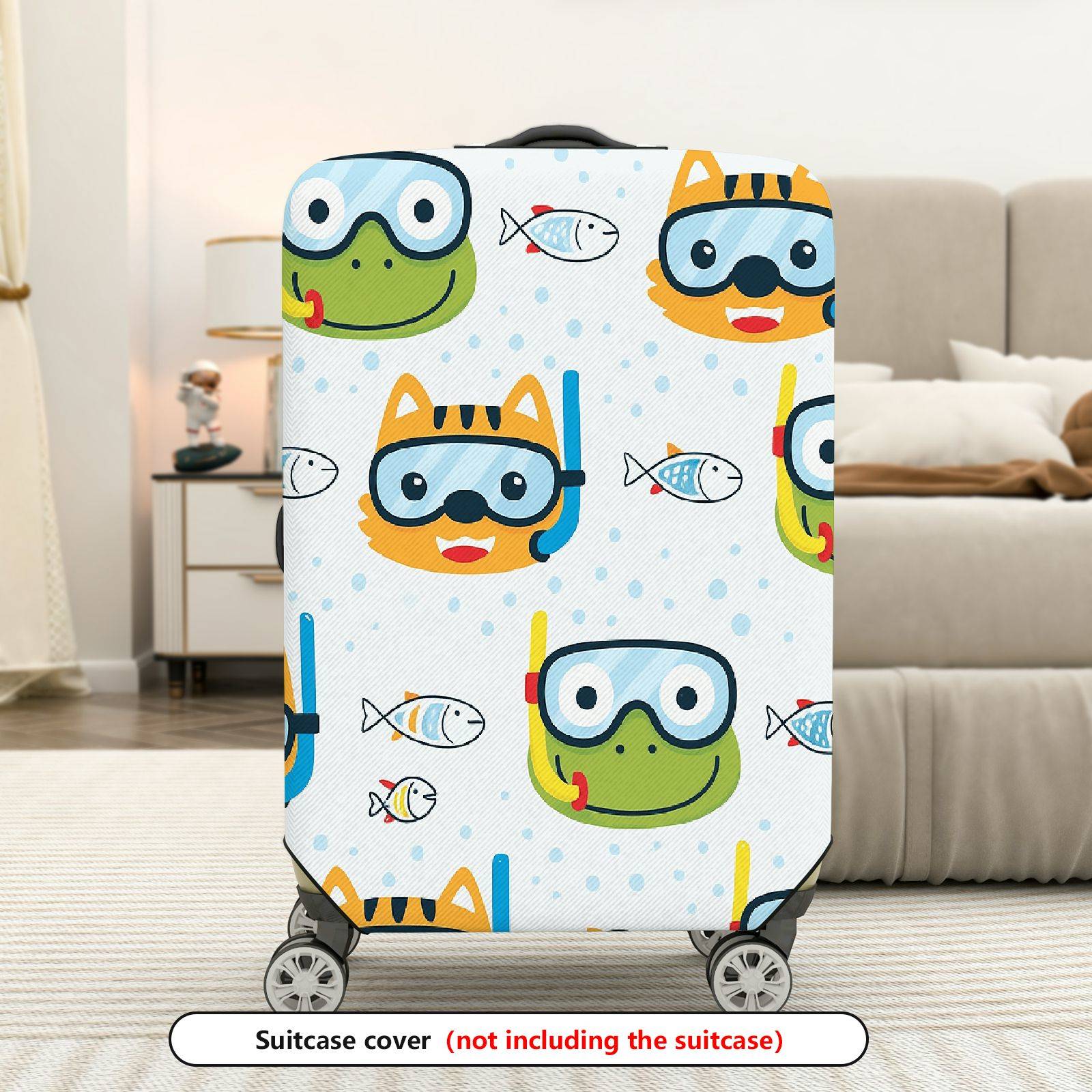 1-Piece Animal Fish Diving Water Fun Printed  Suitcase Luggage Cover, Stretch Protective Sleeve