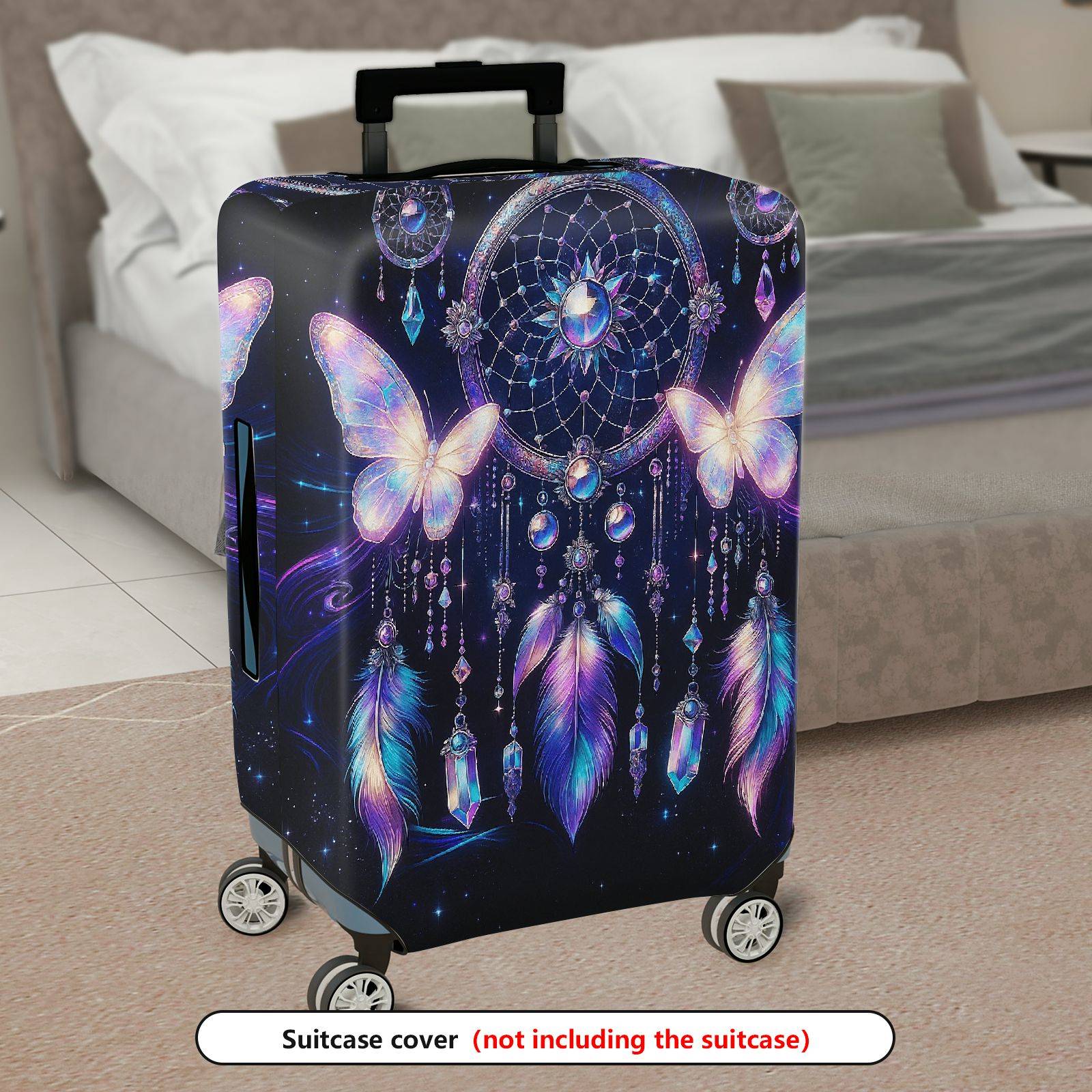 1-Piece Dreamcatcher Butterfly Feather Jewel Cosmic  Suitcase Luggage Cover, Stretch Protective Sleeve