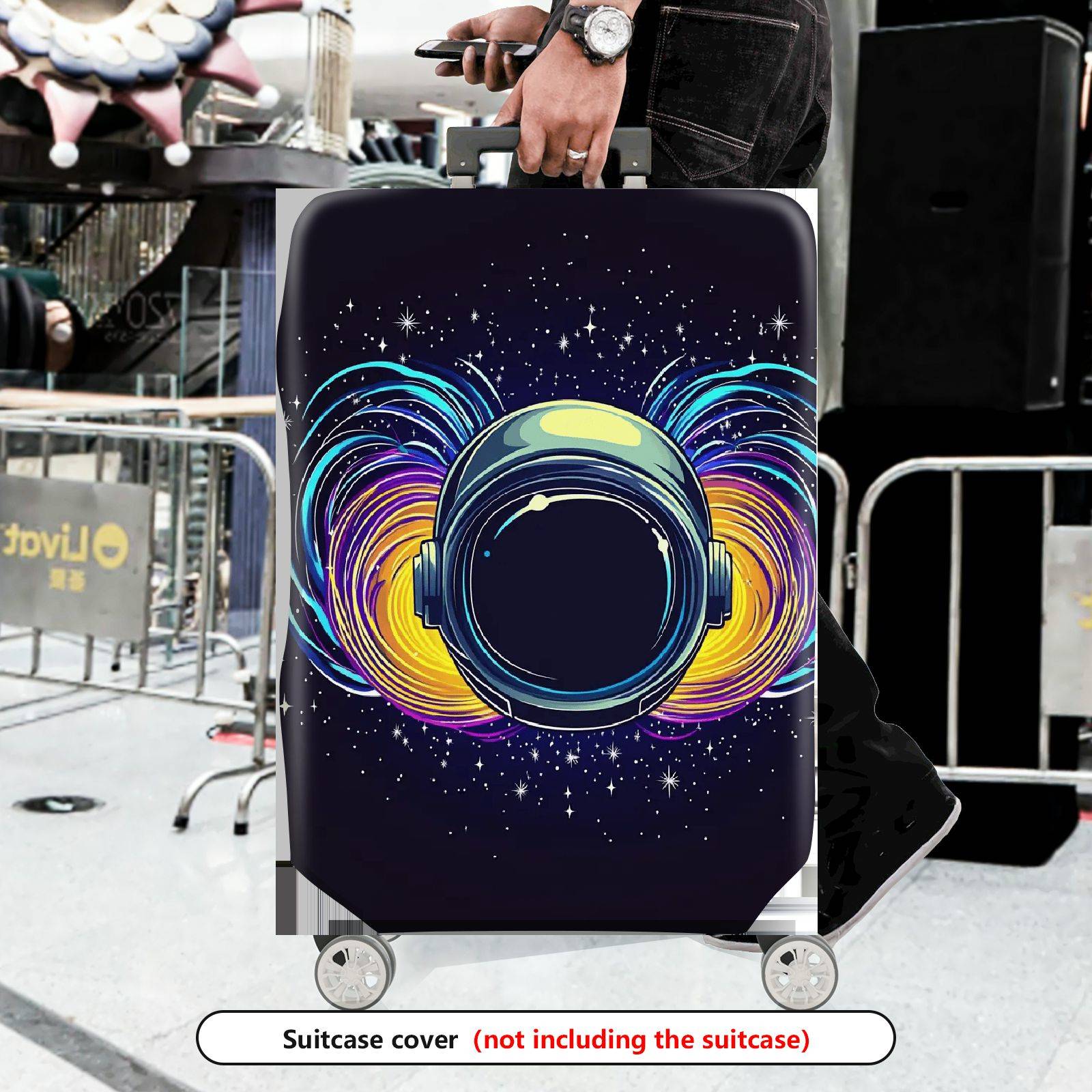 1-Piece Galaxy Astronaut Space Cosmic Colorful Starry  Suitcase Luggage Cover, Stretch Protective Sleeve