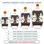 1-Piece Cute  Rabbit Hearts Carrot Dark Brown  Suitcase Luggage Cover, Stretch Protective Sleeve