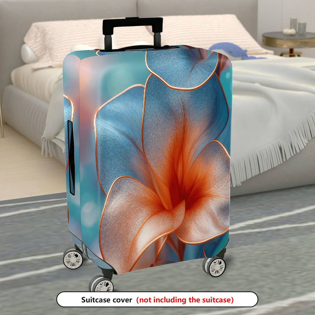 1-Piece Abstract Floral Blue Orange Artistic Luggage  Suitcase Luggage Cover, Stretch Protective Sleeve