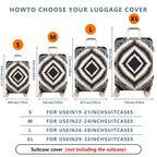1-Piece Tribal Geometric Diamond Pattern Black White  Suitcase Luggage Cover, Stretch Protective Sleeve