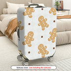 1-Piece Gingerbread Man Holiday Christmas Winter Festive  Suitcase Luggage Cover, Stretch Protective Sleeve
