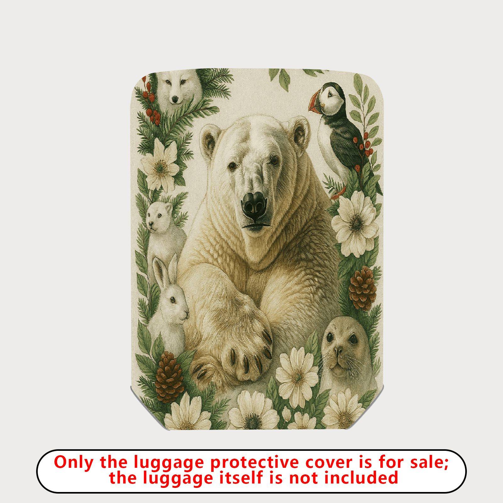 1-Piece Animal Forest Nature Floral Bear Scenic  Suitcase Luggage Cover, Stretch Protective Sleeve