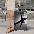 1-Piece Airplane Travel Clouds Sky Black and White  Suitcase Luggage Cover, Stretch Protective Sleeve