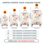 1-Piece Floral Pink Blossom Leaf Artistic Pattern Creative Nature  Suitcase Luggage Cover, Stretch Protective Sleeve