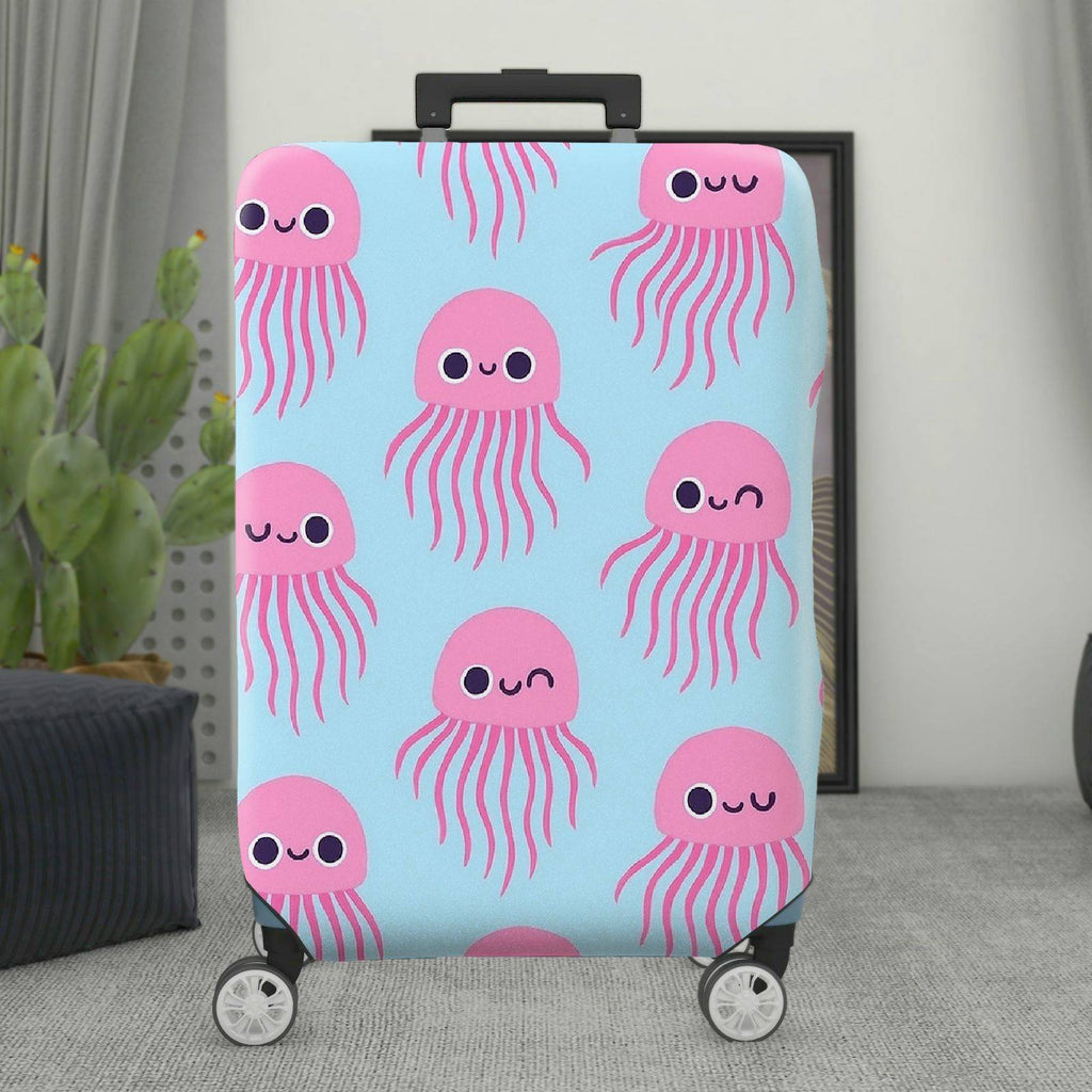 1-Piece Pink Cute  Jellyfish Sea Animal Ocean Travel  Suitcase Luggage Cover, Stretch Protective Sleeve