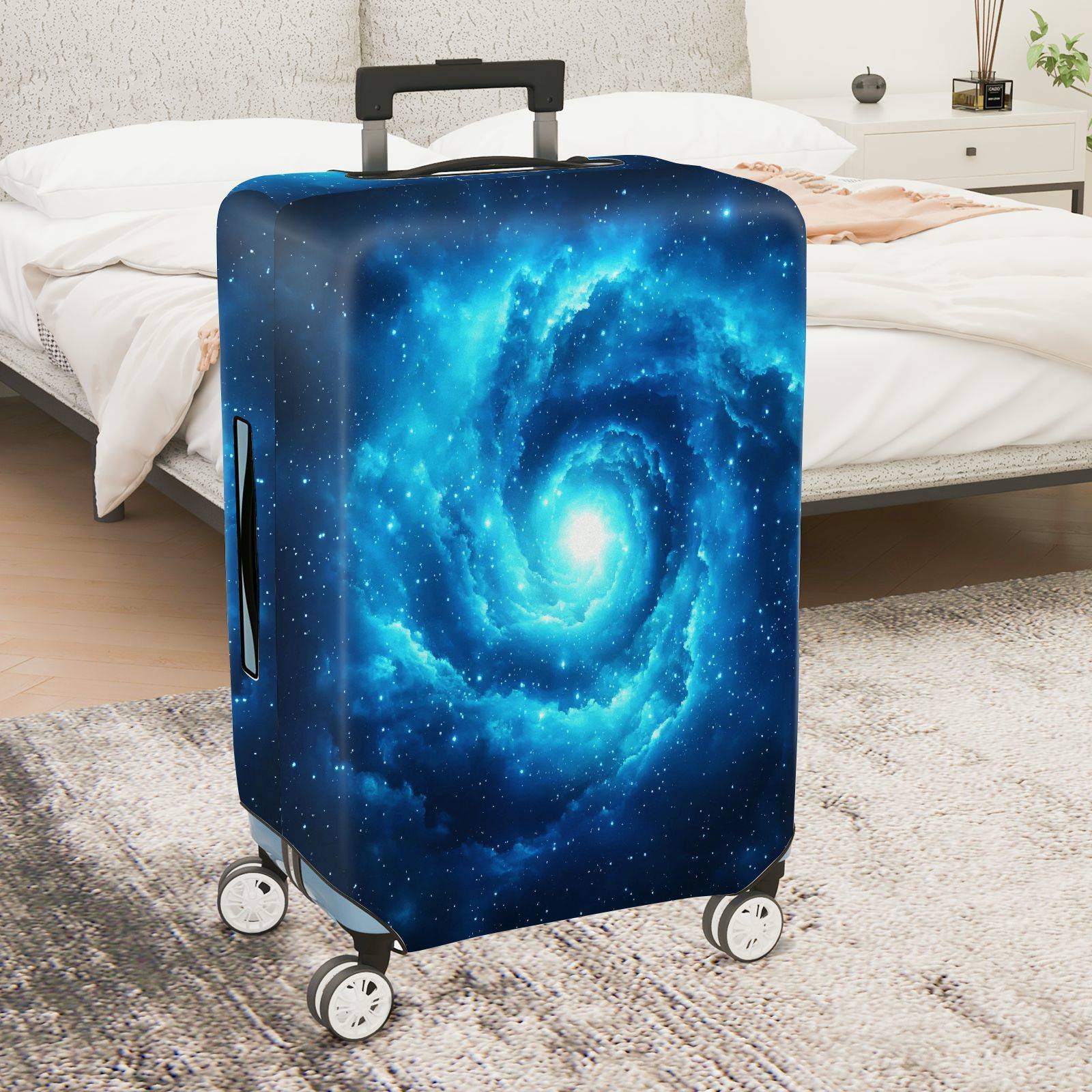1-Piece Galaxy Nebula Blue Cosmic Star Spiral  Suitcase Luggage Cover, Stretch Protective Sleeve