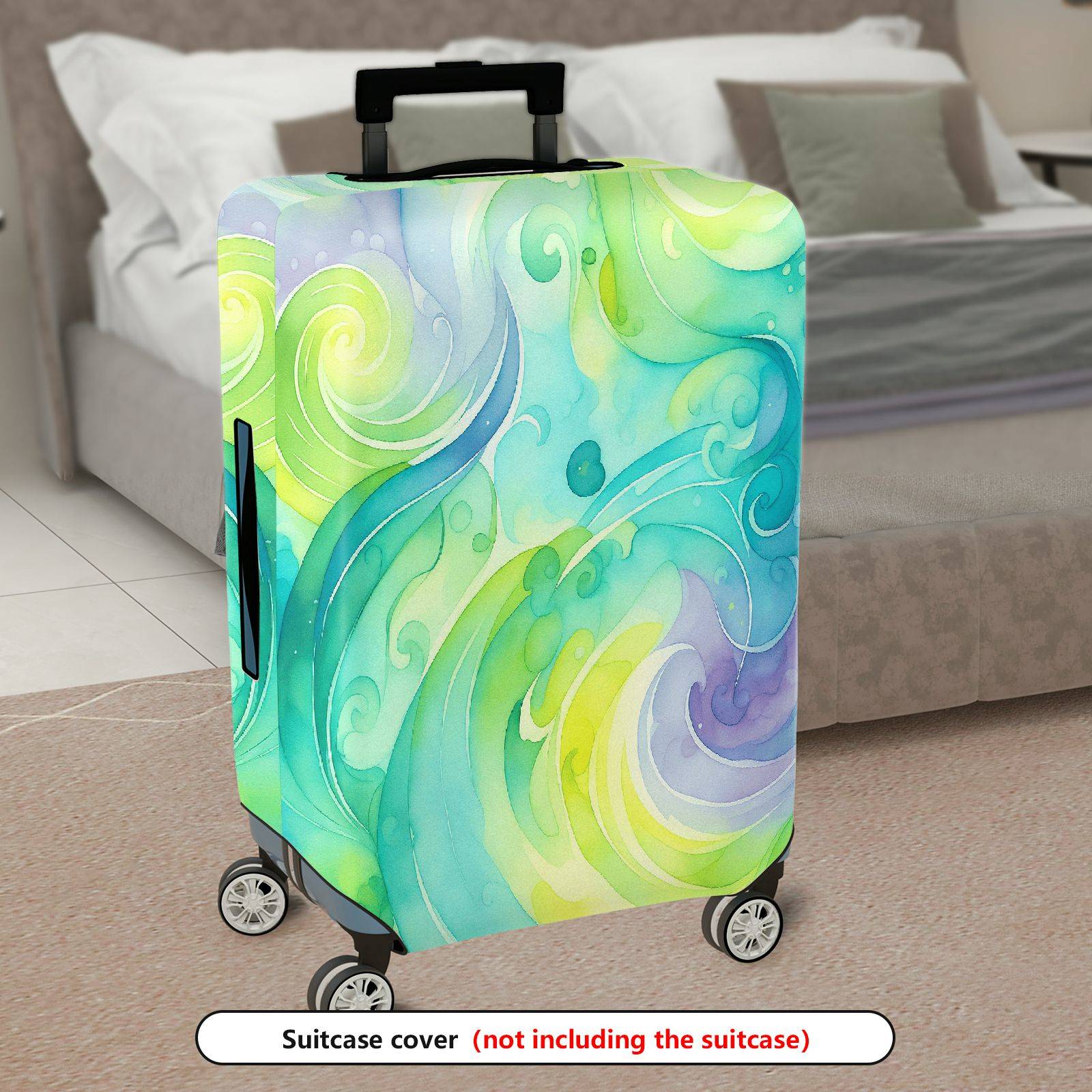 1-Piece Abstract Colorful Artistic Swirl Watercolor Pattern  Suitcase Luggage Cover, Stretch Protective Sleeve