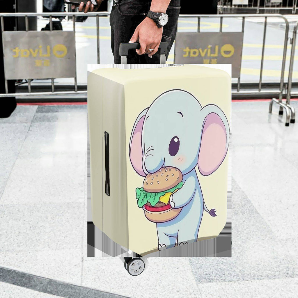 1-Piece Cute  Elephant Burger Fun Travel  Suitcase Luggage Cover, Stretch Protective Sleeve