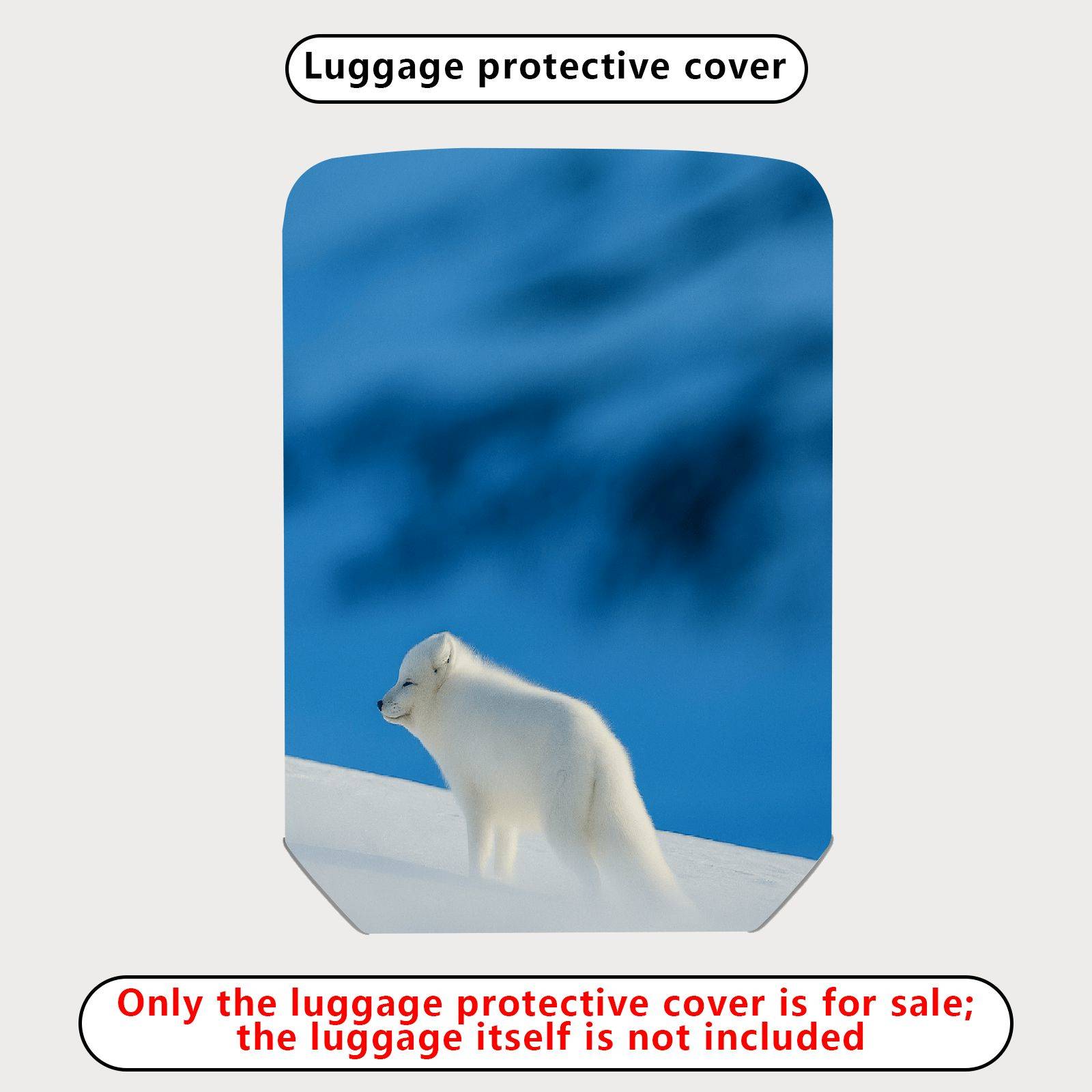 1-Piece Arctic Fox Winter Snowy Blue Landscape Travel  Suitcase Luggage Cover, Stretch Protective Sleeve