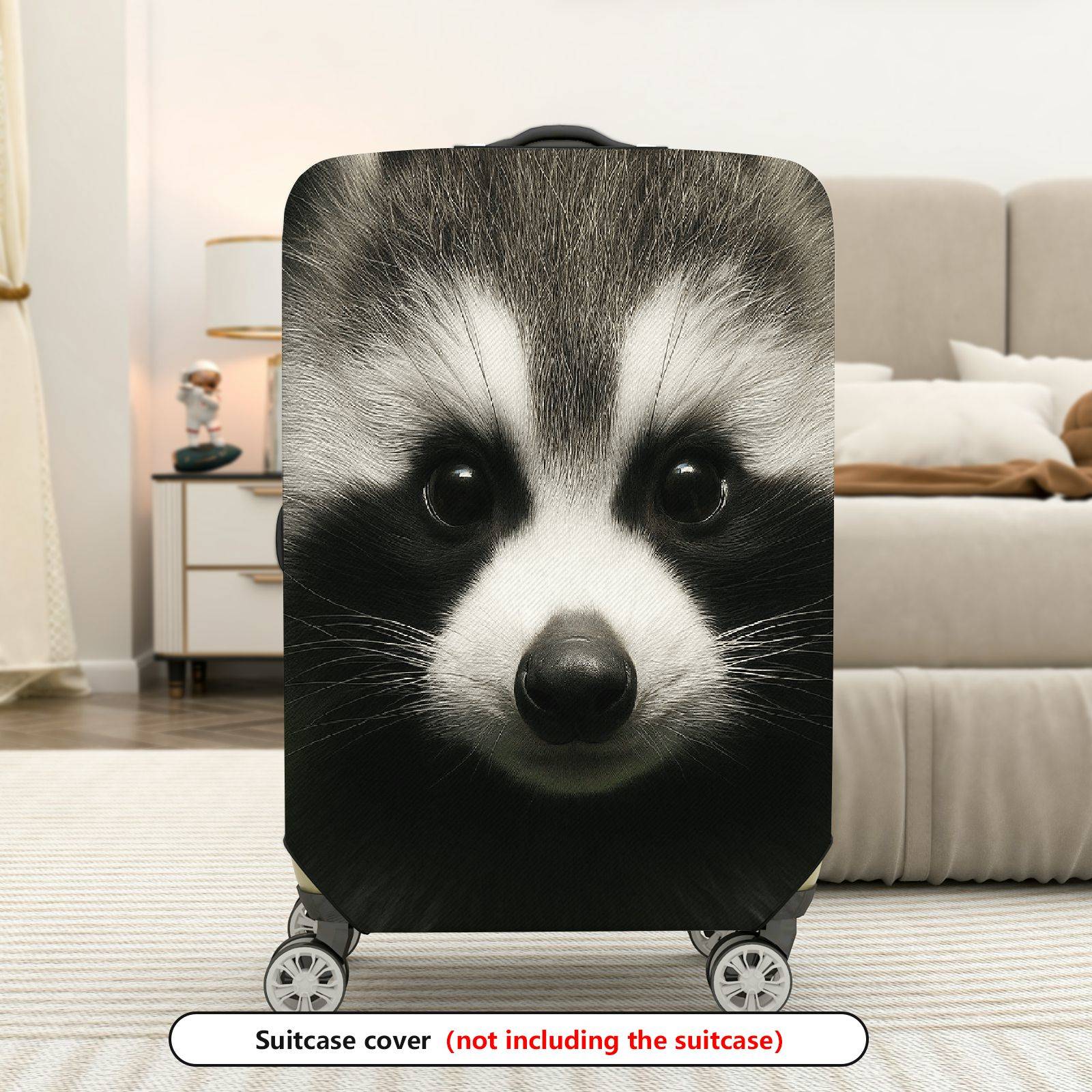1-Piece Cute Animal Raccoon Face Wildlife Nature Fun  Suitcase Luggage Cover, Stretch Protective Sleeve