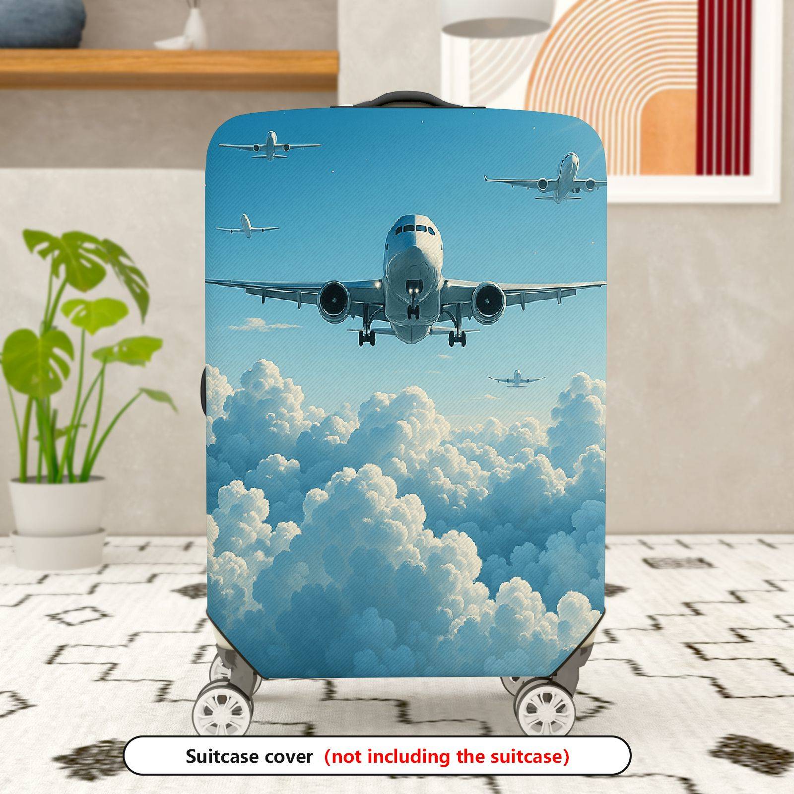 1-Piece Airplane Cloud Sky Travel Adventure Journey  Suitcase Luggage Cover, Stretch Protective Sleeve