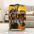 1-Piece African Wildlife Elephant Nature Sunset Tree Safari  Suitcase Luggage Cover, Stretch Protective Sleeve