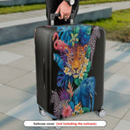 1-Piece Jungle Wildlife Animal Floral Leaf Vibrant  Suitcase Luggage Cover, Stretch Protective Sleeve