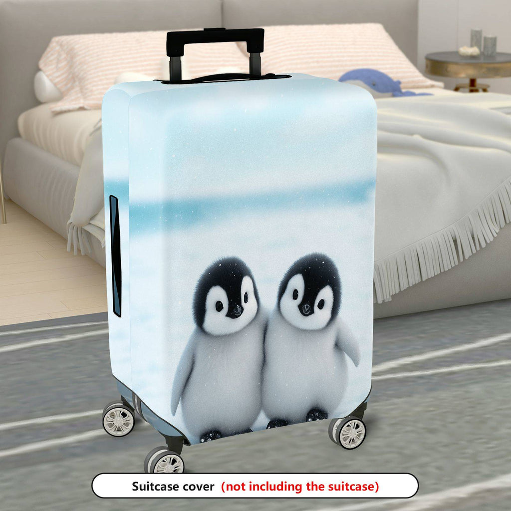 1-Piece Cute Adorable Winter Penguin Snow Friends  Suitcase Luggage Cover, Stretch Protective Sleeve