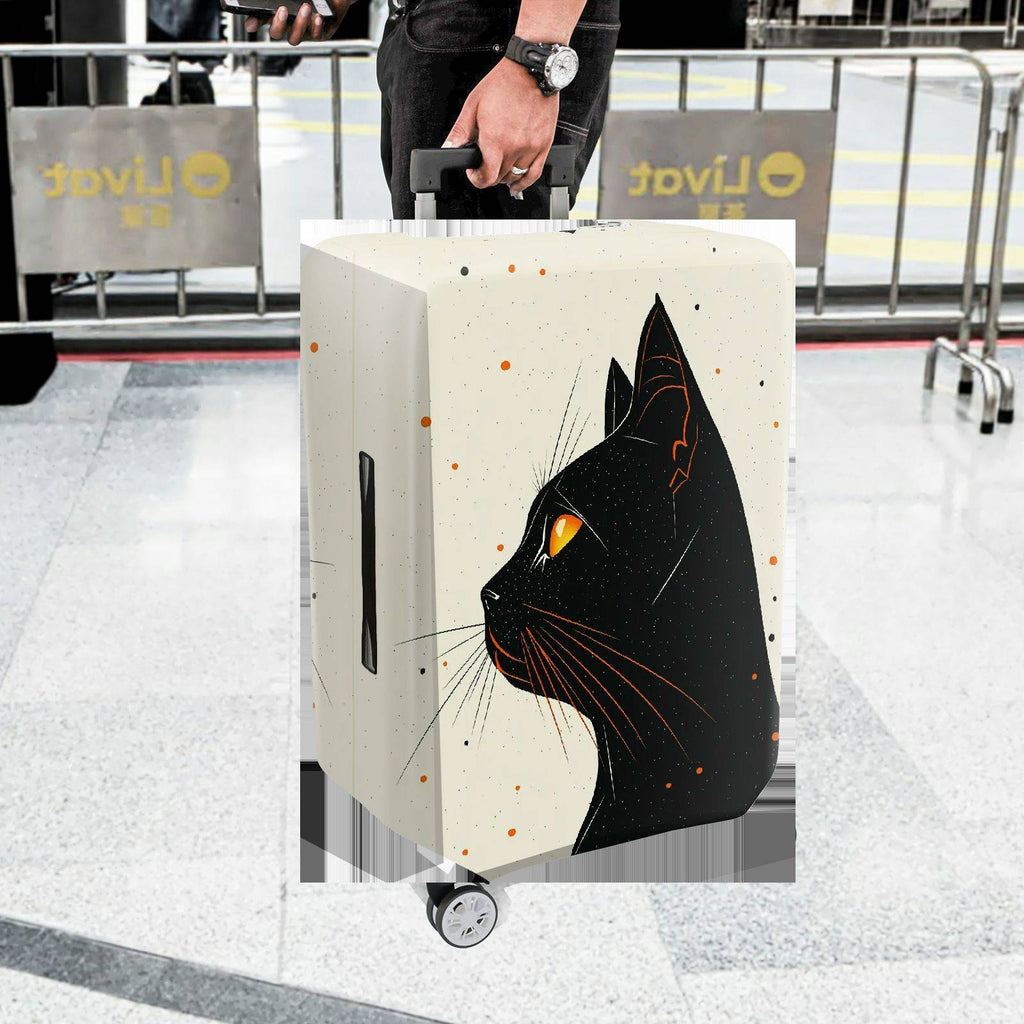 1-Piece Black Cat Orange Eyes Starry Night Cosmic  Suitcase Luggage Cover, Stretch Protective Sleeve