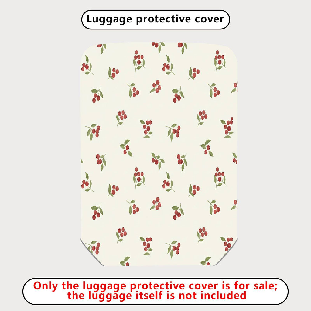 1-Piece Floral Red Berry Green Leaf Holiday Decorative  Suitcase Luggage Cover, Stretch Protective Sleeve