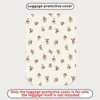 1-Piece Floral Red Berry Green Leaf Holiday Decorative  Suitcase Luggage Cover, Stretch Protective Sleeve