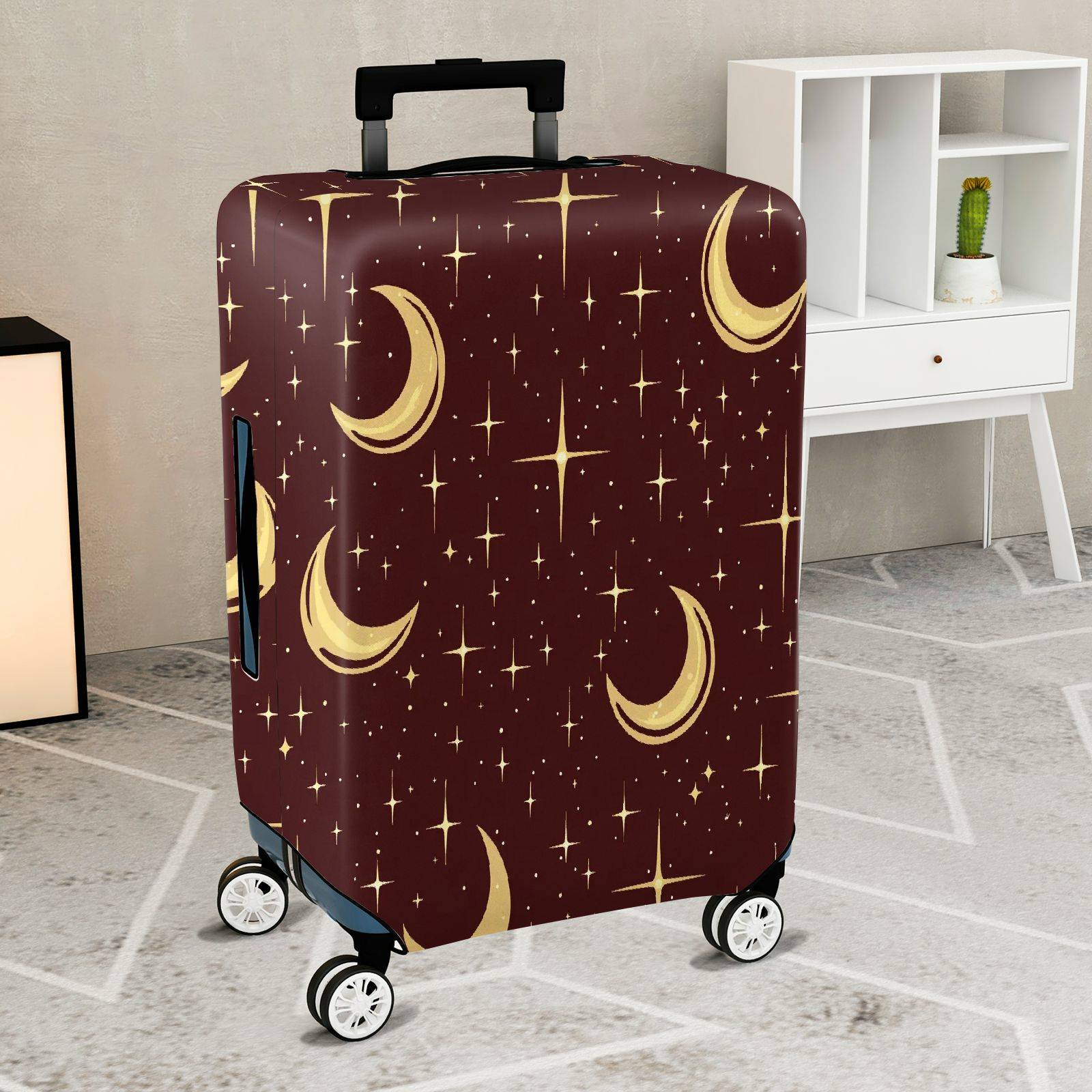 1-Piece Crescent Moon Starry Night Cosmic Space Astronomy  Suitcase Luggage Cover, Stretch Protective Sleeve