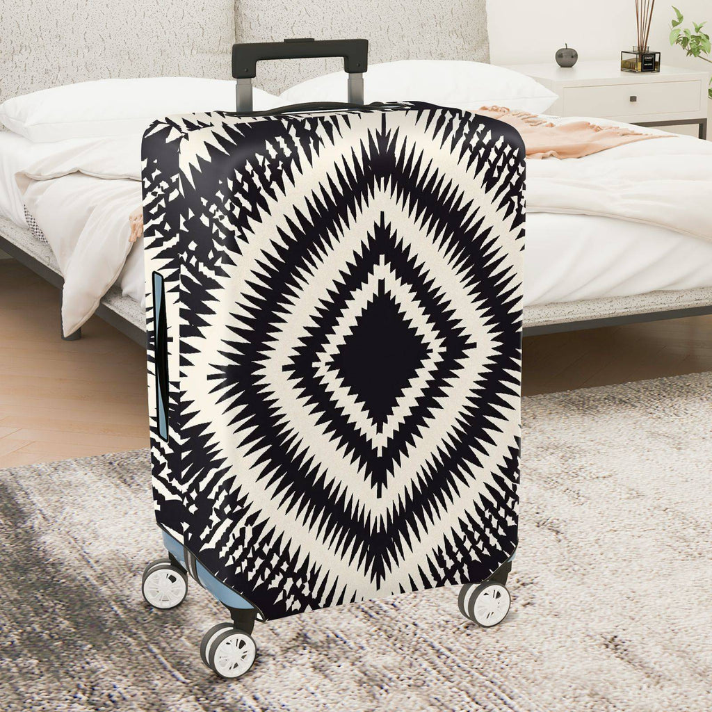 1-Piece Tribal Geometric Diamond Pattern Black White  Suitcase Luggage Cover, Stretch Protective Sleeve