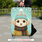 1-Piece Cute Winter Dog Snow Holiday Colorful Scarf  Suitcase Luggage Cover, Stretch Protective Sleeve