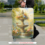 1-Piece Fountain Flower Butterfly Landscape Artistic  Suitcase Luggage Cover, Stretch Protective Sleeve