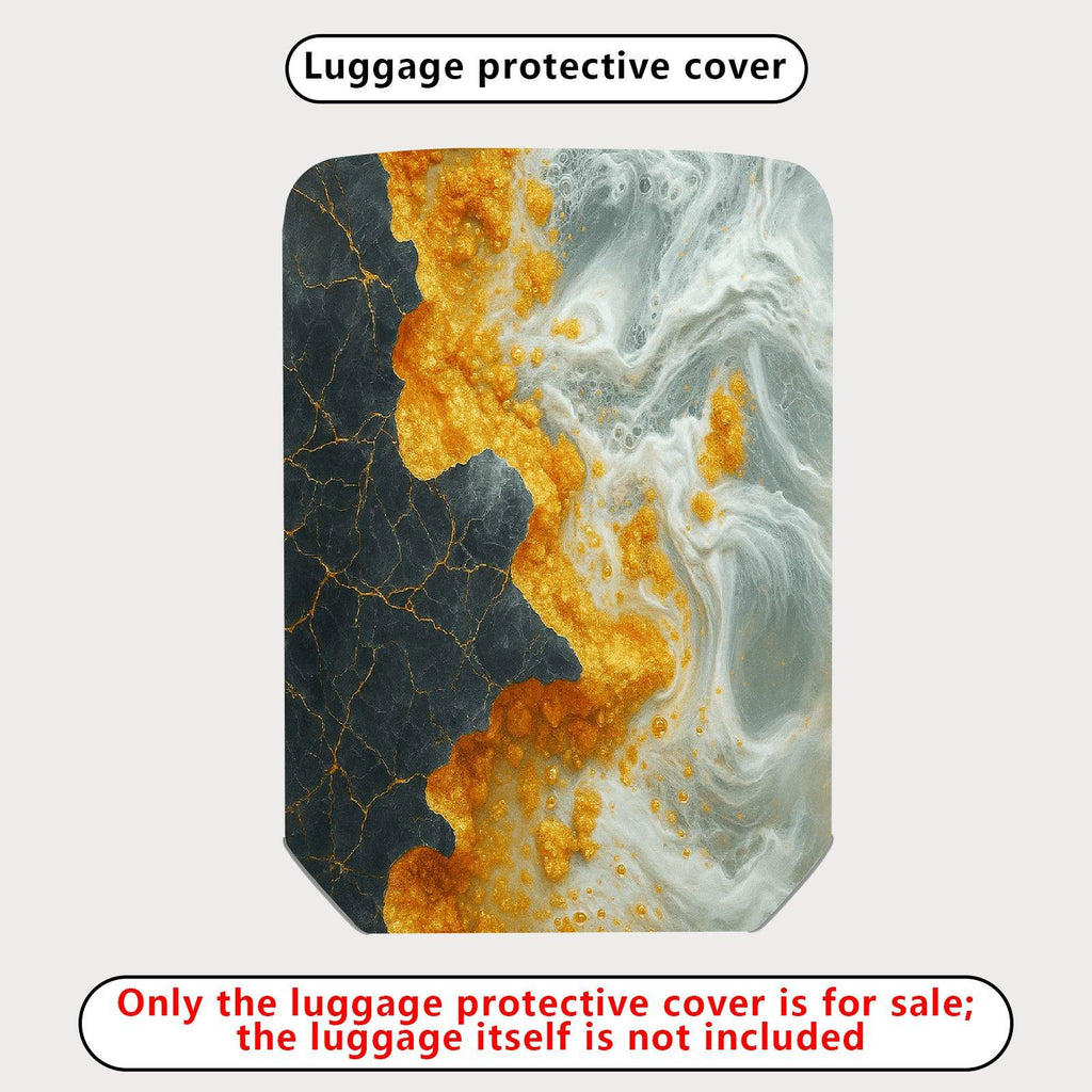1-Piece Abstract Marble Gold Black White Swirl Artistic  Suitcase Luggage Cover, Stretch Protective Sleeve