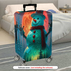 1-Piece Snowman Christmas Winter Holiday Festive Night  Suitcase Luggage Cover, Stretch Protective Sleeve