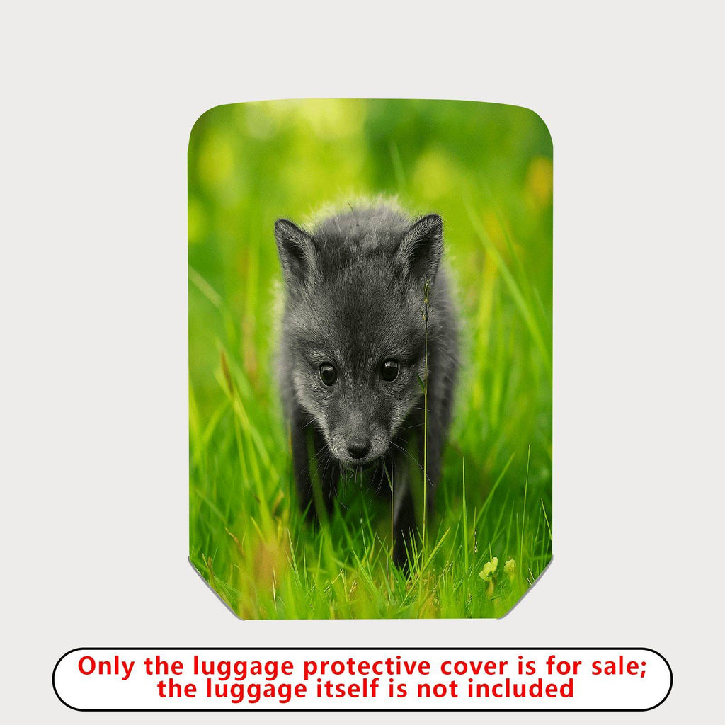 1-Piece Cute Adorable Green Grass Fox Animal Nature  Suitcase Luggage Cover, Stretch Protective Sleeve