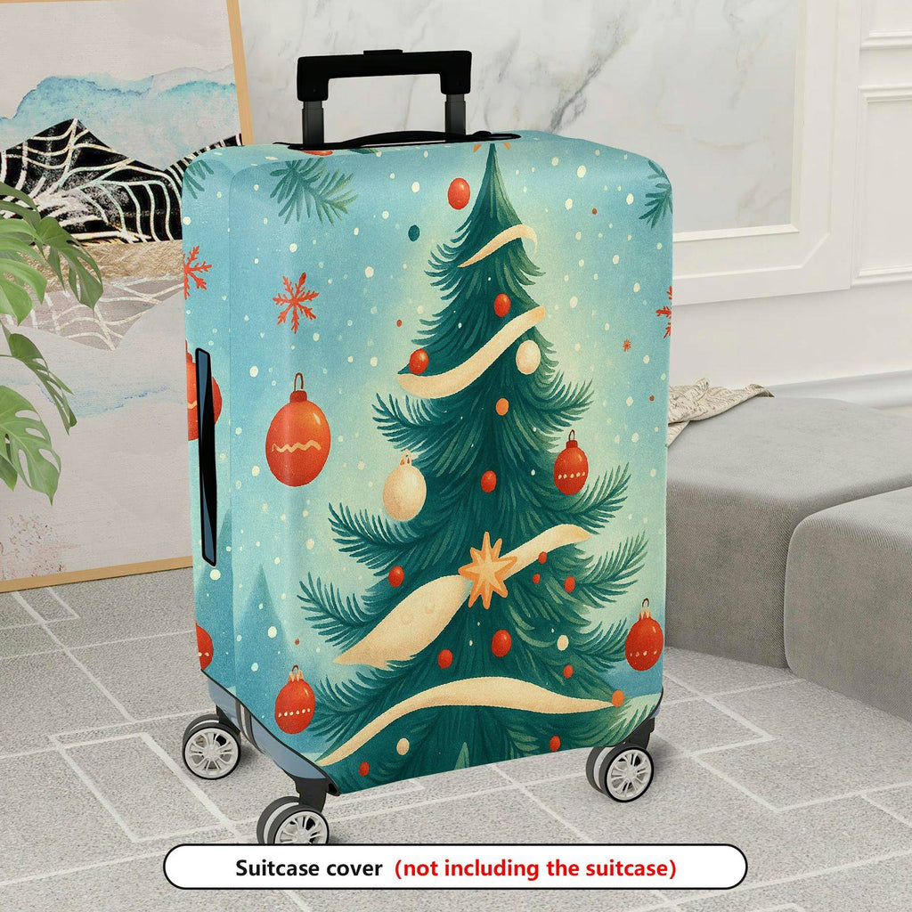 1-Piece Christmas Tree Ornament Snowflake Ribbon Holiday  Suitcase Luggage Cover, Stretch Protective Sleeve