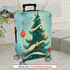 1-Piece Christmas Tree Ornament Snowflake Ribbon Holiday  Suitcase Luggage Cover, Stretch Protective Sleeve