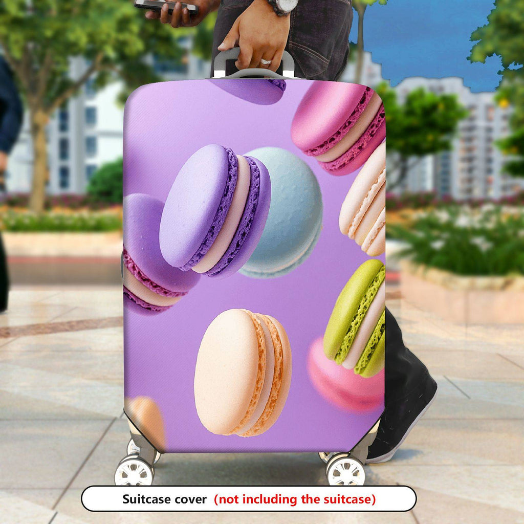 1-Piece Colorful Sweet Macaron Pastel Fun Cute  Suitcase Luggage Cover, Stretch Protective Sleeve