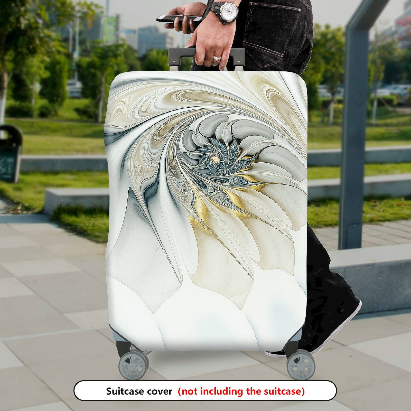 1-Piece Abstract Artistic Elegant Swirling Floral Colorful  Suitcase Luggage Cover, Stretch Protective Sleeve