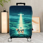1-Piece Cow Landscape Night Sky Alien  Suitcase Luggage Cover, Stretch Protective Sleeve