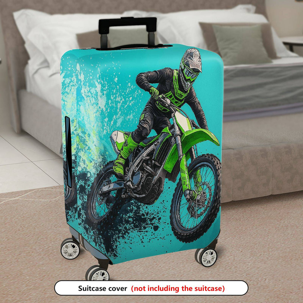 1-Piece Adventure Motorbike Rider Splash Thrill Action  Suitcase Luggage Cover, Stretch Protective Sleeve