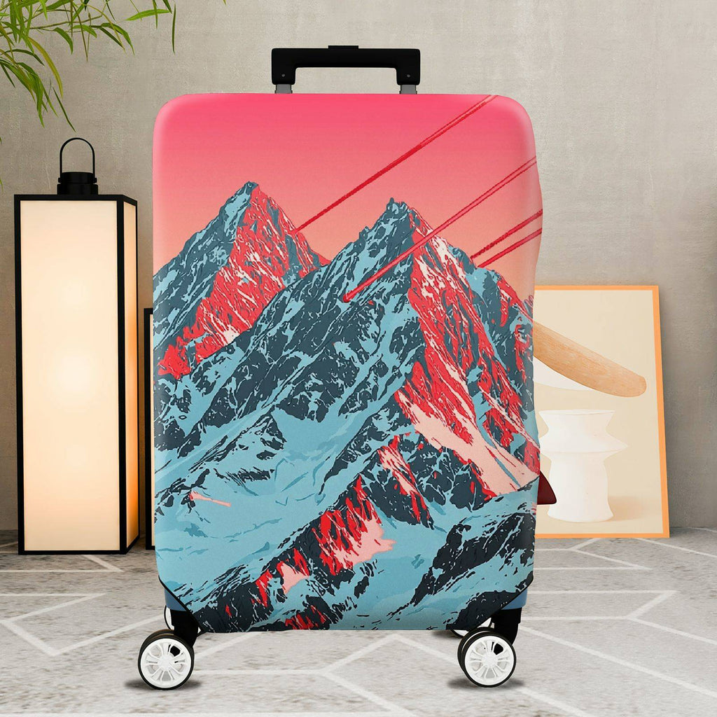 1-Piece Mountain Sunset Landscape Abstract Artistic Vibrant Colorful  Suitcase Luggage Cover, Stretch Protective Sleeve