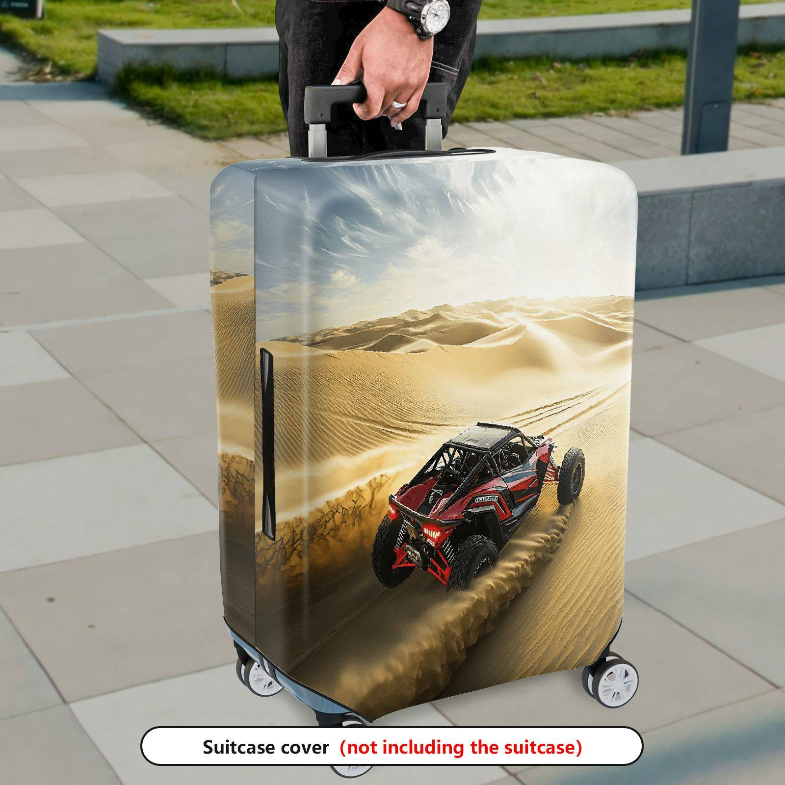 1-Piece Desert Racing Car Adventure Landscape Luggage  Suitcase Luggage Cover, Stretch Protective Sleeve