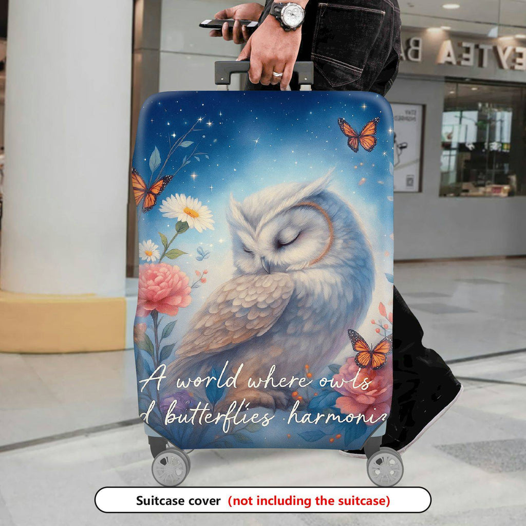 1-Piece Floral Owl Butterfly Starry Nature Dreamy  Suitcase Luggage Cover, Stretch Protective Sleeve