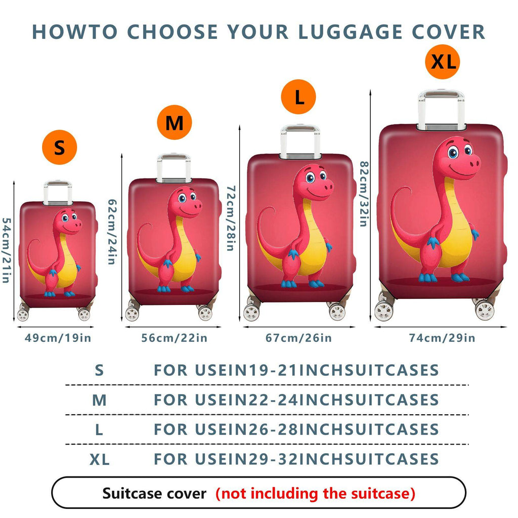 1-Piece Dinosaur Red Fun Cute Animal Travel  Suitcase Luggage Cover, Stretch Protective Sleeve