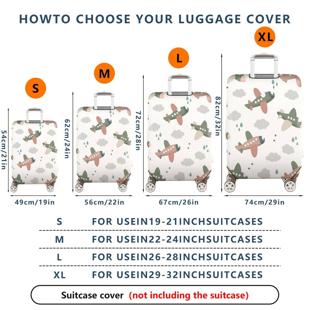 1-Piece Airplane Cloud Raindrop Pattern  Playful Travel  Suitcase Luggage Cover, Stretch Protective Sleeve