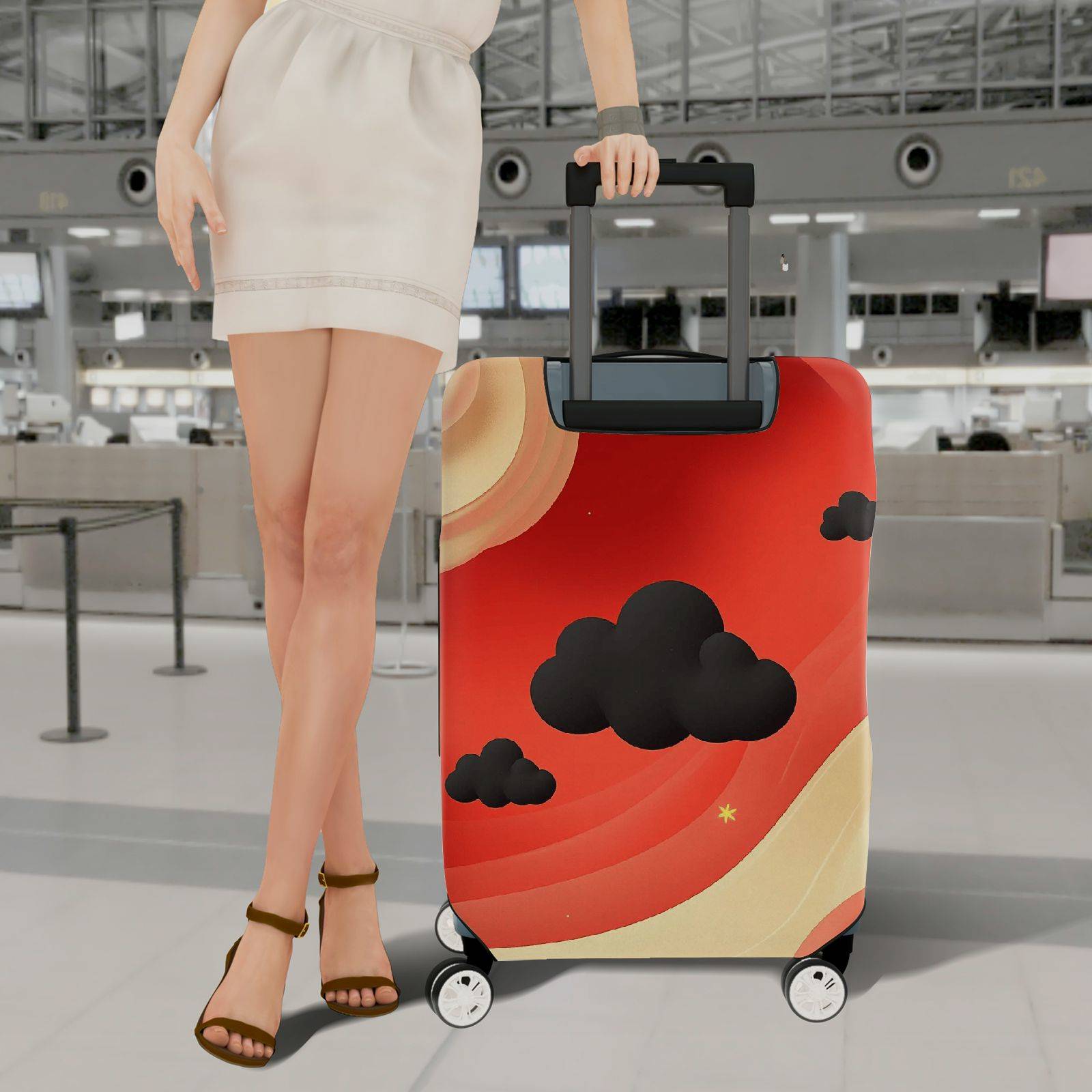 1-Piece Abstract Cosmic Starry Cloud Vibrant  Suitcase Luggage Cover, Stretch Protective Sleeve