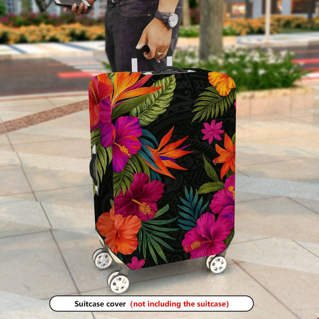 1-Piece A tropical floral jacket for jungle natural plants theme, suitable for business, travel,  Suitcase Luggage Cover, Stretch Protective Sleeve