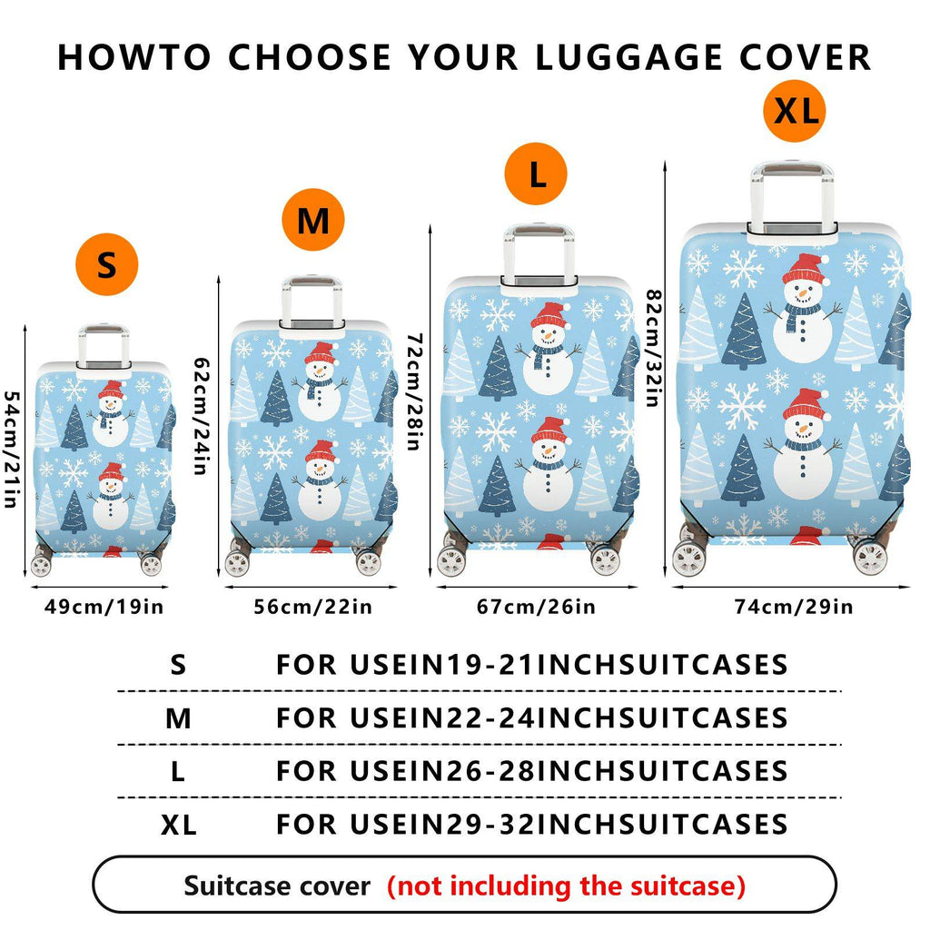 1-Piece Snowman Snowflake Christmas Tree Winter Holiday  Suitcase Luggage Cover, Stretch Protective Sleeve