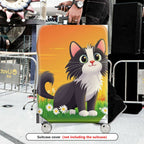1-Piece Cute Cat Daisy Floral Orange Artistic Graphic  Suitcase Luggage Cover, Stretch Protective Sleeve