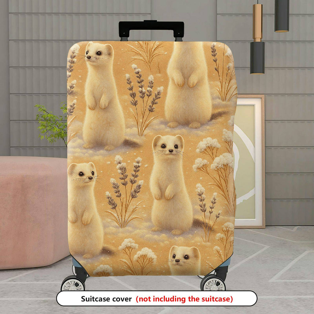 1-Piece Cute Weasel Animal Nature Pastel Art  Suitcase Luggage Cover, Stretch Protective Sleeve