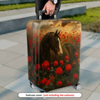 1-Piece Horse Floral Sunset Nature Art  Suitcase Luggage Cover, Stretch Protective Sleeve