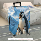 1-Piece Penguin Family Winter Mountain Snow Cute  Suitcase Luggage Cover, Stretch Protective Sleeve