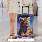 1-Piece Fantasy Space Tiger Cub Nebula Cosmic Art  Suitcase Luggage Cover, Stretch Protective Sleeve