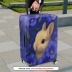 1-Piece Bunny Floral Blue Nature Cute Adorable  Suitcase Luggage Cover, Stretch Protective Sleeve